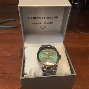 NWT Geoffrey Beene Men’s Watch – Genuine Diamond Accents – Green Face